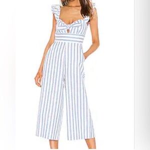 BCBGeneration Blue and White Striped Jumpsuit